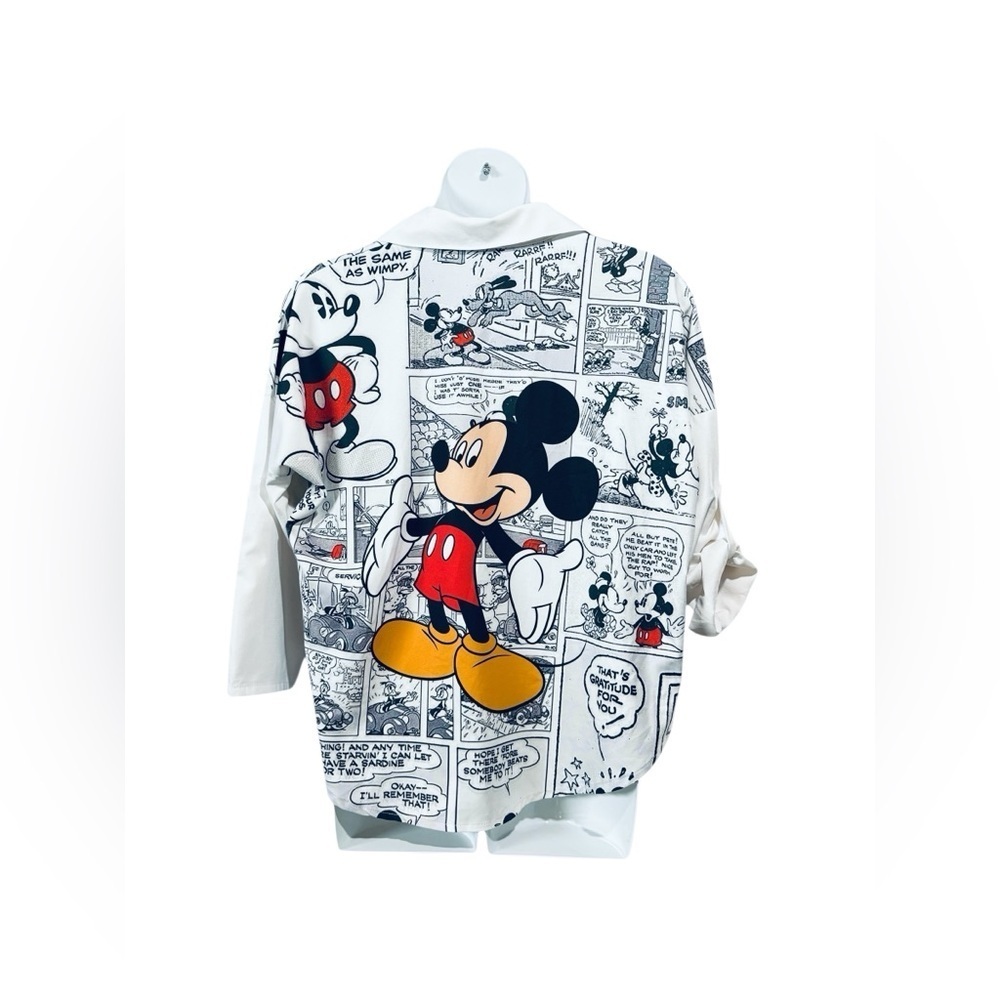 New Collection Made in Italy, Mickey Mouse Comic Print Shirt, Size XL, White - Picture 8 of 11